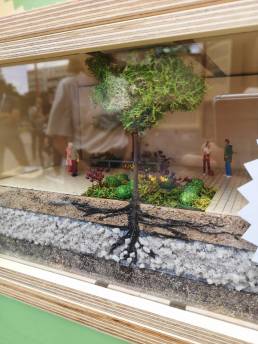 Klima-Tour Grünraum-Rad, Detail, Schwammstadt, Baum mit Untergrund