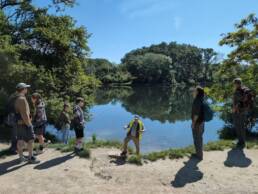 Lobau Teich im Hintergrund, vorne Menschen